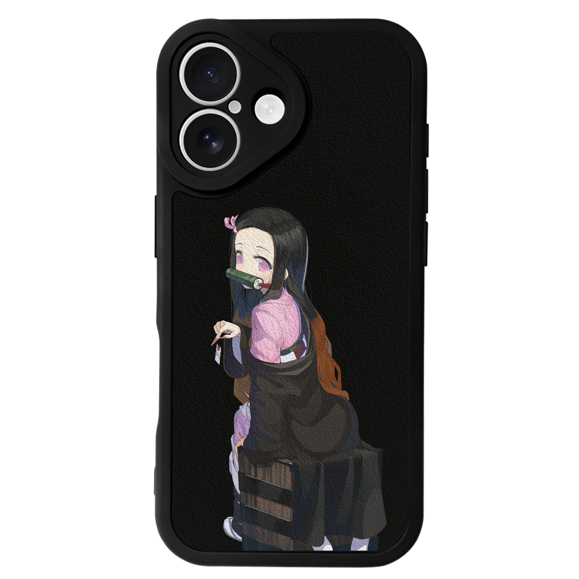 （画像用） 鬼滅の刃（きめつのやいば）竈門 禰󠄀豆子／かまど ねずこ Kamado Nezuko 【iPhone 16シリーズ対応】シリコンスマホケース（レザー調） 材質：シリコン